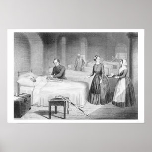 Miss Nightingale in the Hospital at Scutari, engra Poster