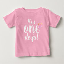 Miss Onederful Baby Girls First Birthday Shirt