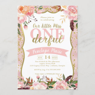 Miss ONEderful Birthday Party Invitation