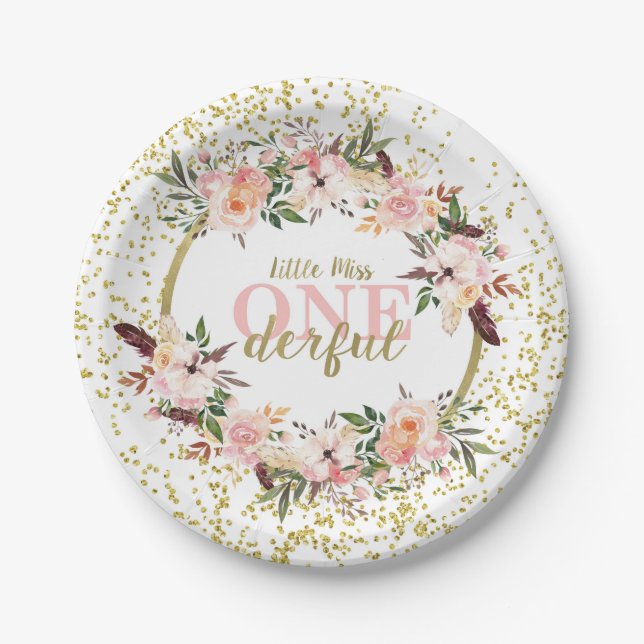 Miss ONEderful Birthday Plates (Front)