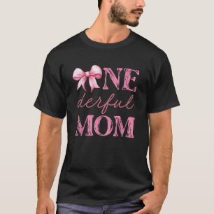 Miss Onederful Mum Coquette First Birthday Pink Bo T-Shirt
