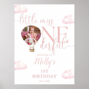 Miss Onederful Photo Balloon 1st Birthday Welcome  Poster