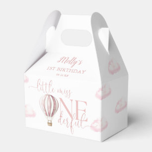 Miss Onederful Pink Balloon Girl 1st Birthday Favour Box