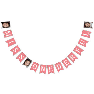 Miss Onerful 1st Birthday Photo Kids Pink Bunting