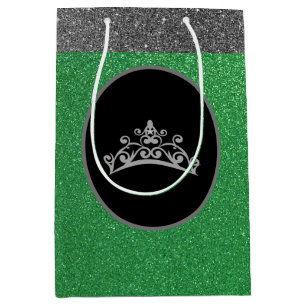 Miss Pageant Crown Green FX GlitterGift Bag