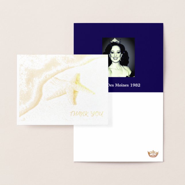 Miss Pageant Custom Photo Seashore Thank You Foil Card (Display)