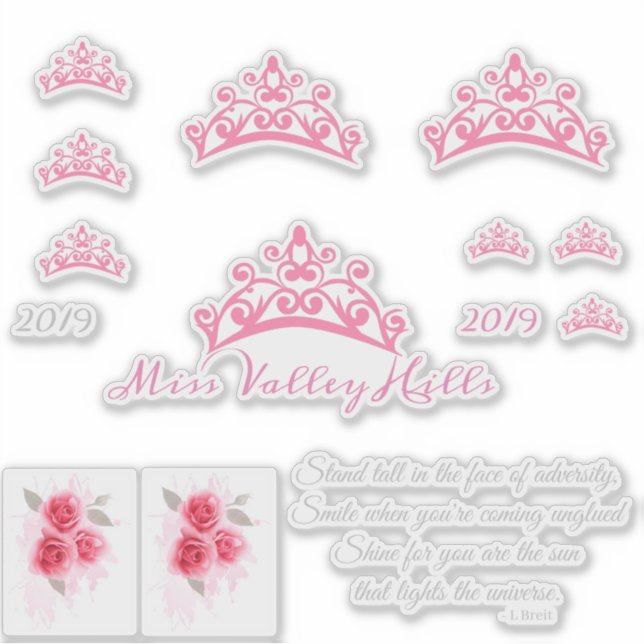 Miss Pageant USA Crown Custom Stickers (Front)