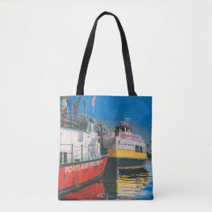Miss Portland Fireboat and Casco Bay Ferries Tote Bag