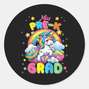 Miss Pre K Grad Unicorn Last Day Of School Graduat Classic Round Sticker