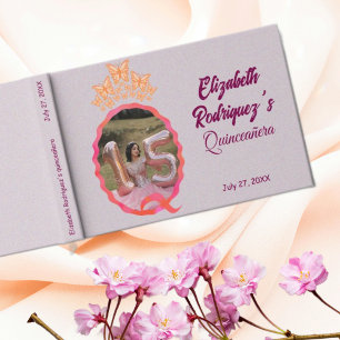 Miss Quince Quinceanera Butterflies Crown Squiggle Guest Book