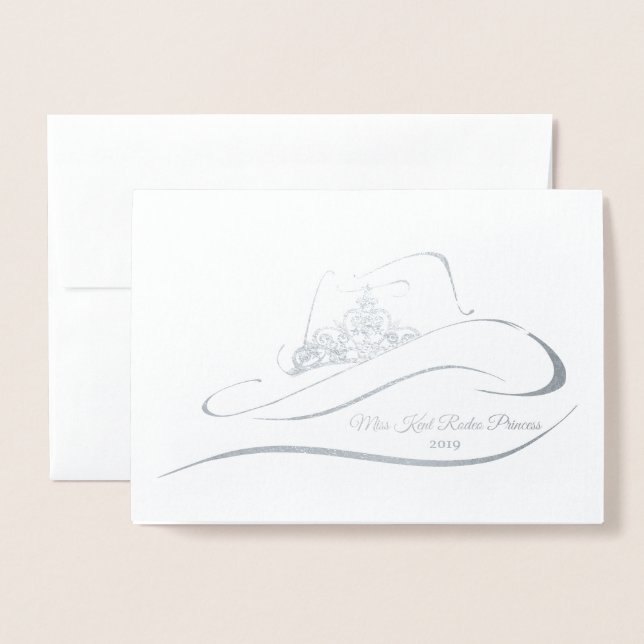 Miss Rodeo Pageant Crown Foil Crown Note Card (Front With Envelope)