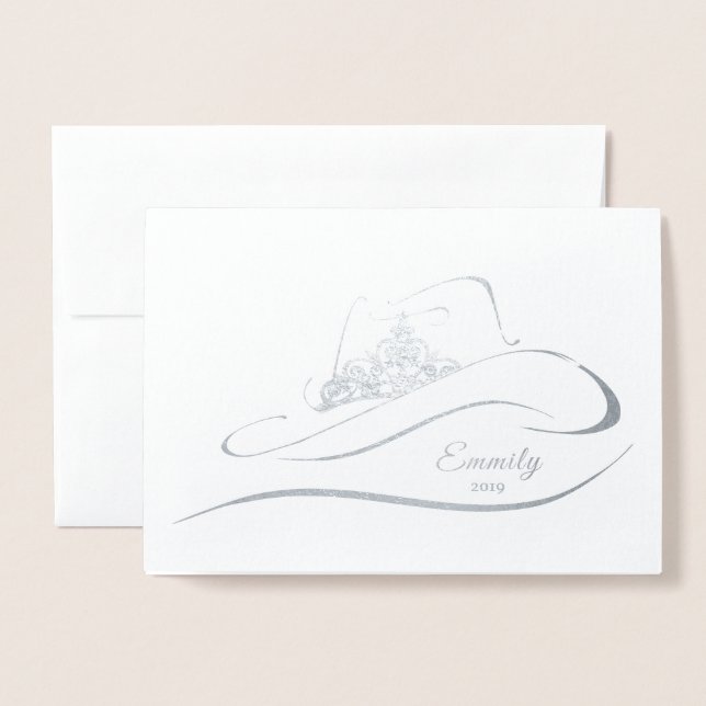Miss Rodeo Pageant Crown Foil Crown Note Card (Front With Envelope)