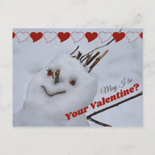 Miss Snowman in love CC1199 Funny Valentine Postcard