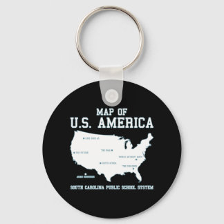 Miss South Carolina Map of US America Key Ring