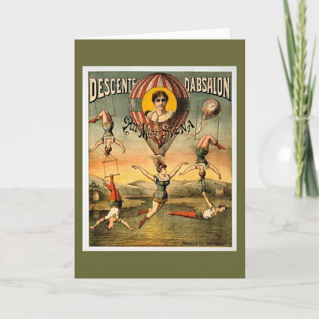Miss Stena Flying Trapese Vintage Circus Poster Card (Front)