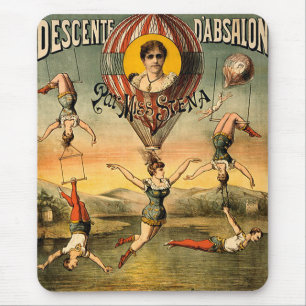 Miss Stena Flying Trapese Vintage Circus Poster Mouse Mat