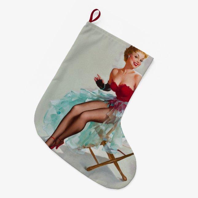 Miss Sylvania Pin-Up Girl Large Christmas Stocking (Front (Hanging))