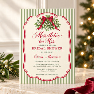Miss-tletoe to Mrs Christmas Winter Bridal Shower Invitation