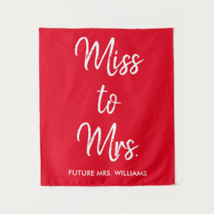 Miss to Mrs Backdrop Red White Bridal Shower Photo Tapestry
