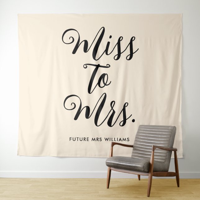 Miss to Mrs Banner Modern Backdrop Tapestry (In Situ (Horizontal))