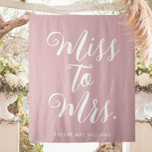 Miss to Mrs Banner Modern Bridal Shower Pink Tapestry
