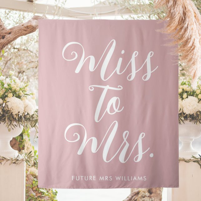 Miss to Mrs Banner Modern Bridal Shower Pink Tapestry (Modern miss to mrs bridal shower backdrop is the perfect personalised bridal shower banner. )