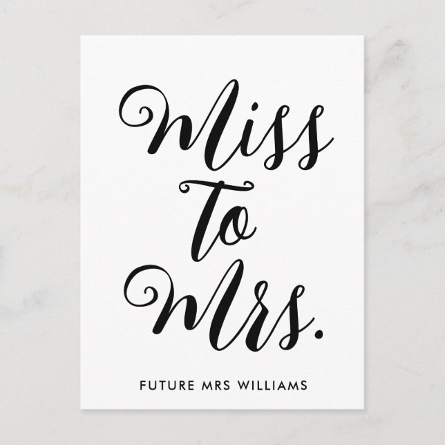 Miss to Mrs Banner Modern Bridal Shower Prop Postcard (Front)