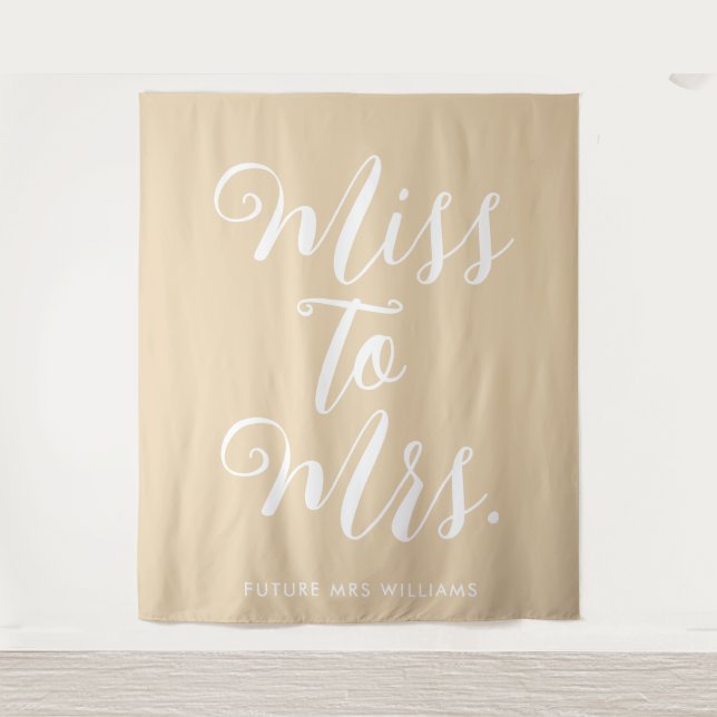 Miss to Mrs Banner Modern Bridal Shower Prop Tapestry (Front)