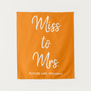 Miss to Mrs Banner Orange Bridal Shower Photo Prop Tapestry