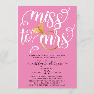 Miss To Mrs Blush Pink Bridal Shower Invitation