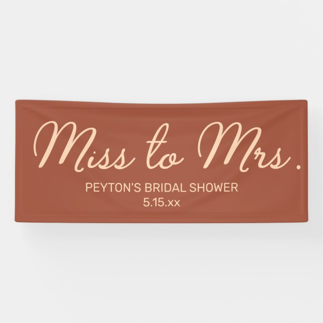 Miss to Mrs. Blush Terracotta Bridal Shower Name B Banner (Horizontal)