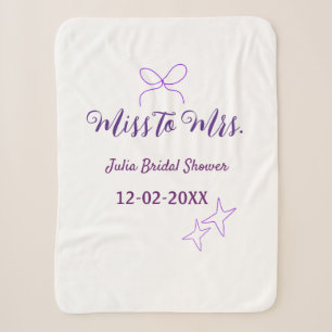 Miss to Mrs bow stars bridal shower stylish purple Sherpa Blanket