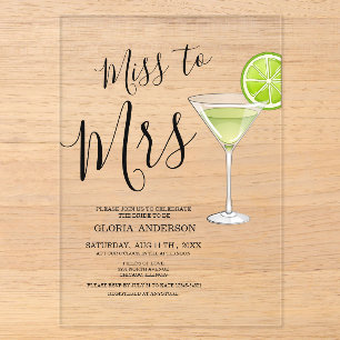 Miss to Mrs Bridal Shower Acrylic Invitations