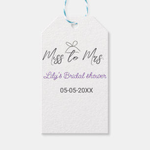 Miss to Mrs bridal shower add name date year bow Gift Tags
