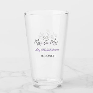 Miss to Mrs bridal shower add name date year bow Glass