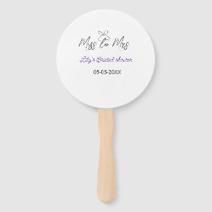 Miss to Mrs bridal shower add name date year bow Hand Fan