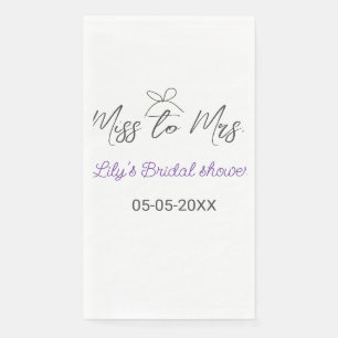 Miss to Mrs bridal shower add name date year bow Napkin