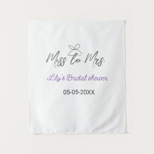 Miss to Mrs bridal shower add name date year bow Tapestry