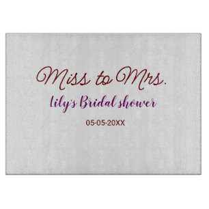 Miss to Mrs bridal shower add name date year simpl Cutting Board