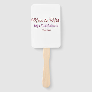 Miss to Mrs bridal shower add name date year simpl Hand Fan