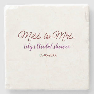 Miss to Mrs bridal shower add name date year simpl Stone Coaster