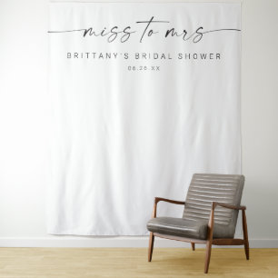 Miss to Mrs Bridal Shower Decor Backdrop Tapestry