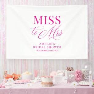 Miss to Mrs Bridal shower elegant pink backdrop Banner
