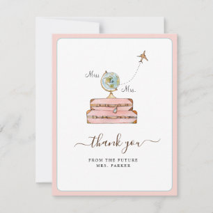 Miss to Mrs. Bridal shower Flat  Thank You Card