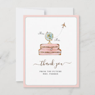 Miss to Mrs. Bridal shower Flat  Thank You Card