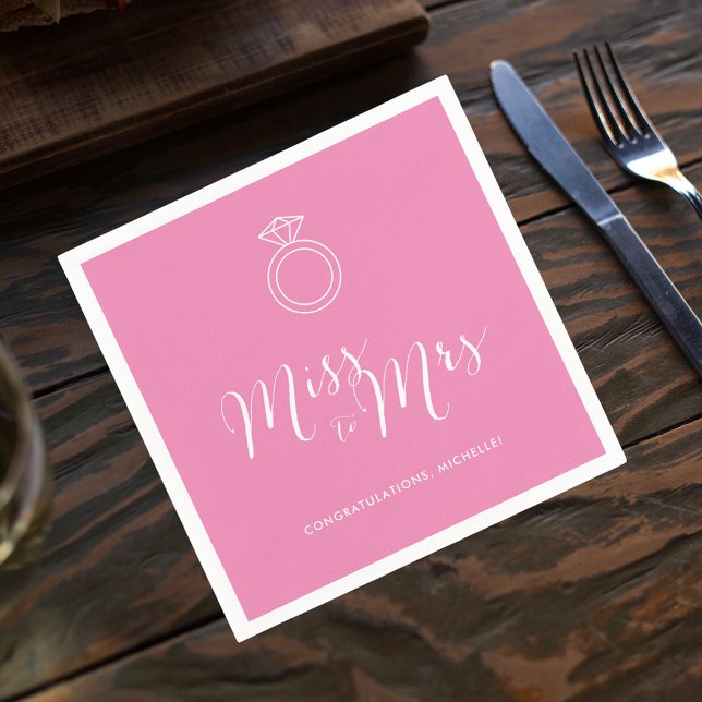 Miss to Mrs Bridal Shower Napkin | Pink (Creator Uploaded)