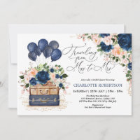 Miss to Mrs Bridal Shower Navy Blush Flowers