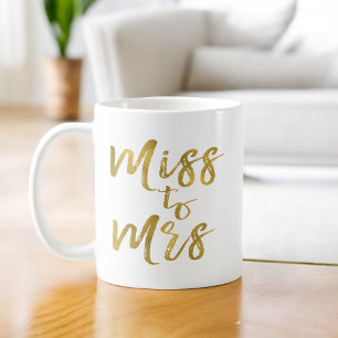 Miss to Mrs Bridal Shower Party Gold Foil Coffee Mug