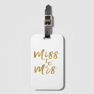 Miss to Mrs Bridal Shower Party Gold Foil Luggage Tag