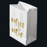 Miss to Mrs Bridal Shower Party Gold Foil Medium Gift Bag<br><div class="desc">Miss to Mrs Bridal Shower White and Gold Foil Script Gift Bag for a Modern and Elegant Bridal Shower or Bachelorette Party.</div>